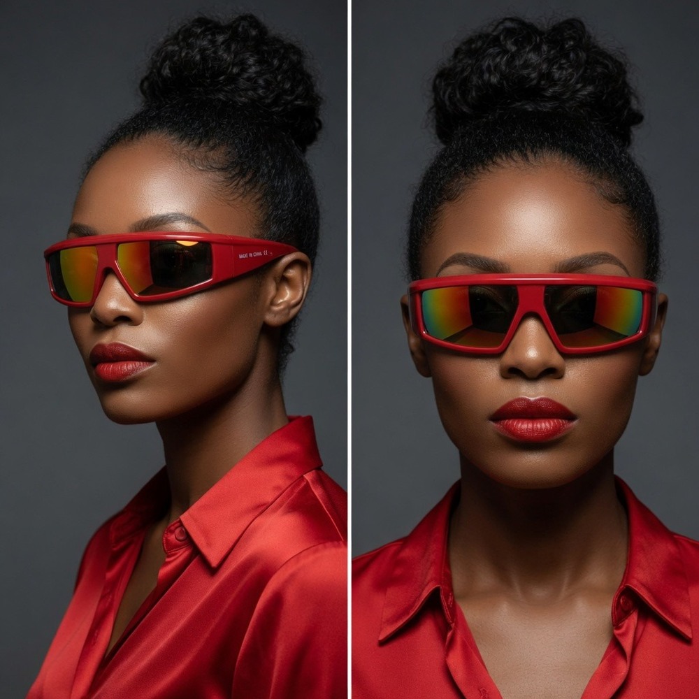 Women Sunglasses Red Frame Fashion Designer Running Wrap Around Square‎ Shades